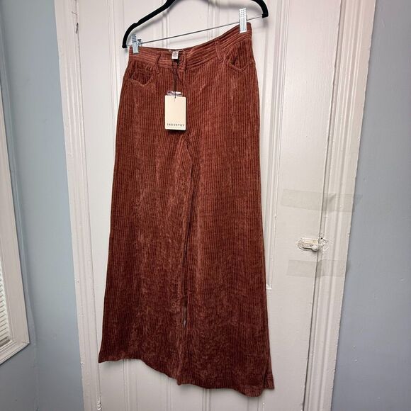 Corduroy Wide Leg Pants Womens 8 Brown Soft Flowy Fall Winter NWT - Picture 1 of 6